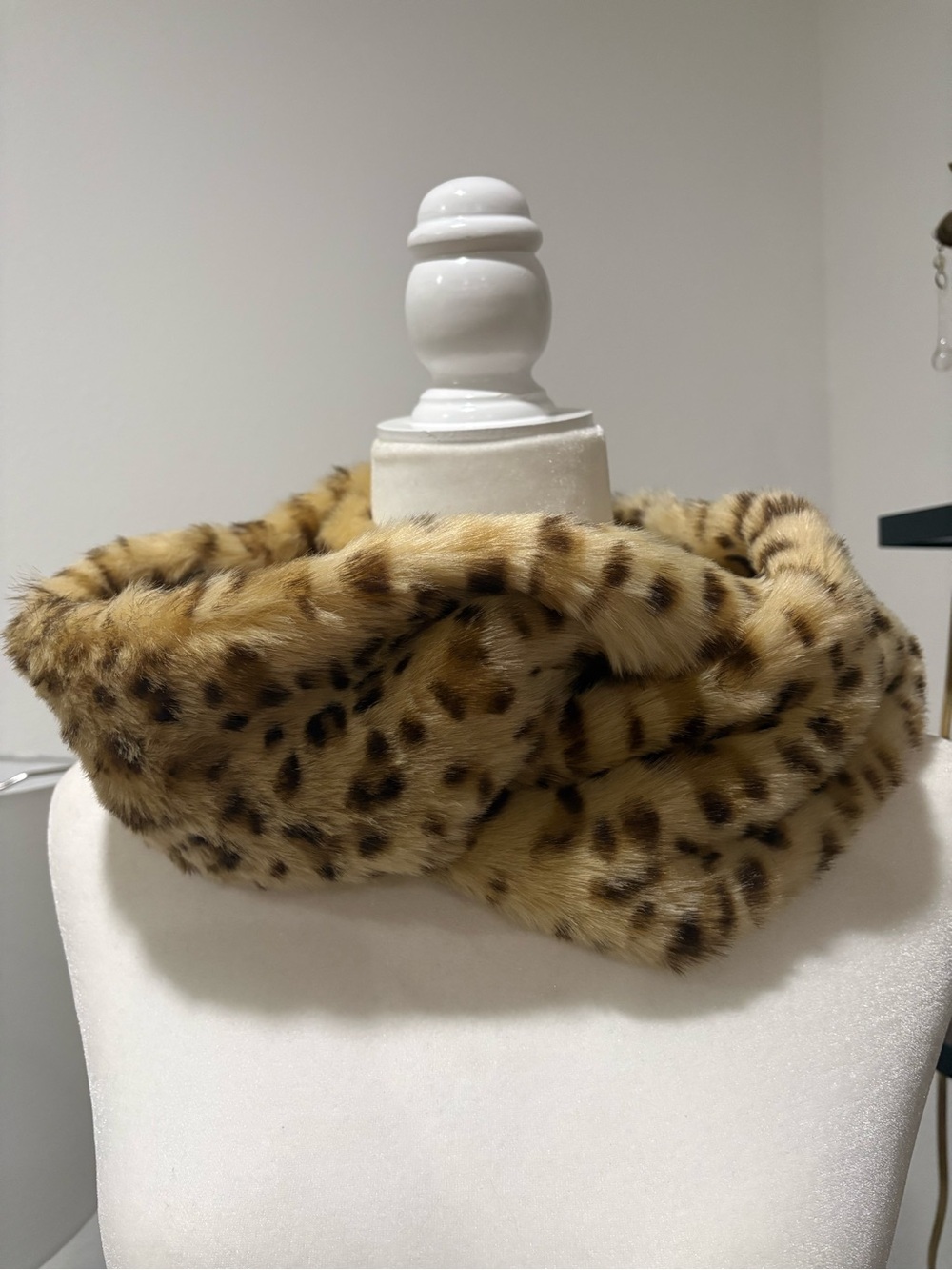 Aldo Faux Fur Leopard Print Infinity Scarf - Tan